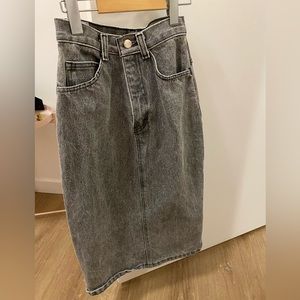 light gray denim 100% cotton vintage midi skirt